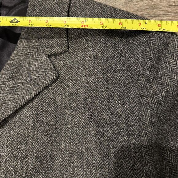 Vintage Silversteins Overcoat Mens L Gray Herringbone Pure Wool Topcoat Long - Picture 7 of 10